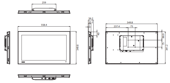 Mechanical Drawing - Advantech FPM-221W 21.5